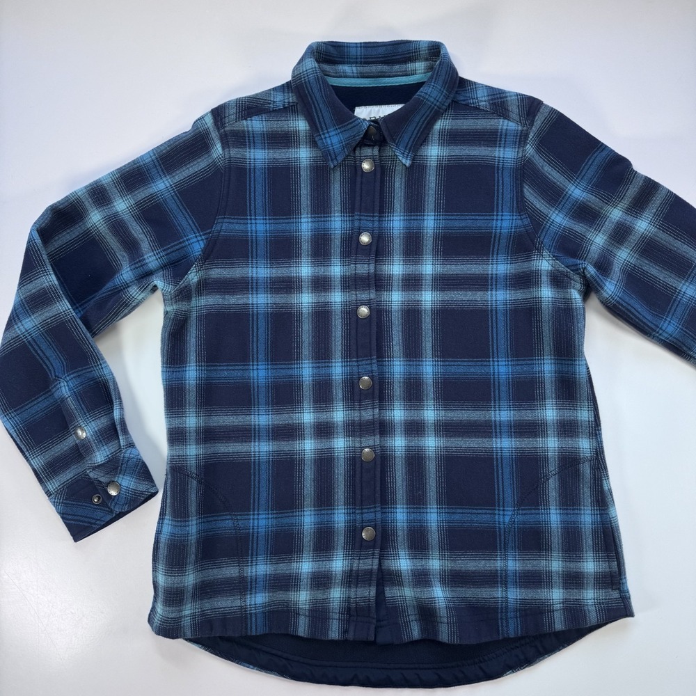 ORVIS Fleece Lined Flannel Pinnacle Shirt Jacket Womens Medium BluePlaid Pockets